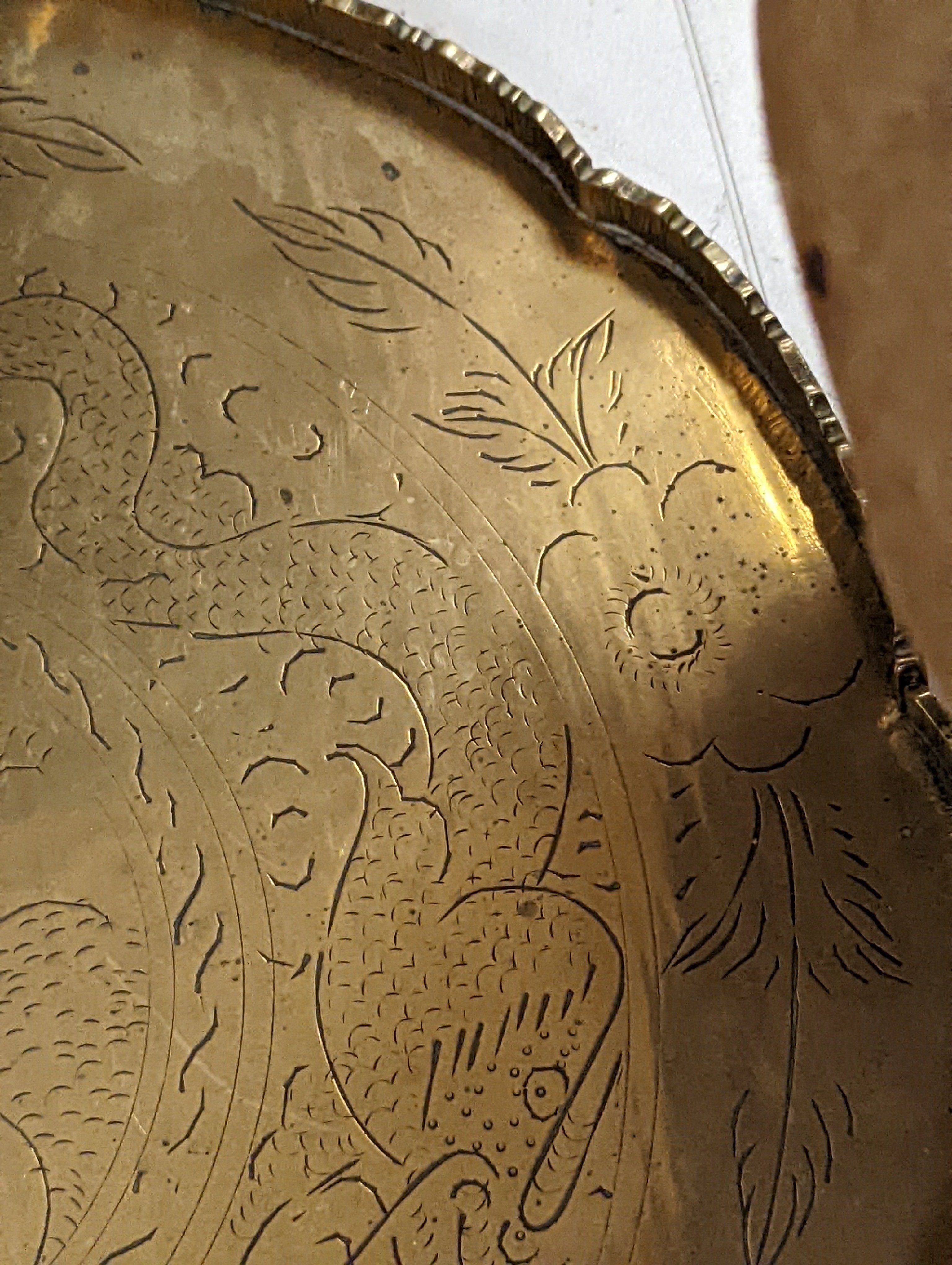 Two early 20th century Chinese bronze vases and a similar tray, 35cm diam.
